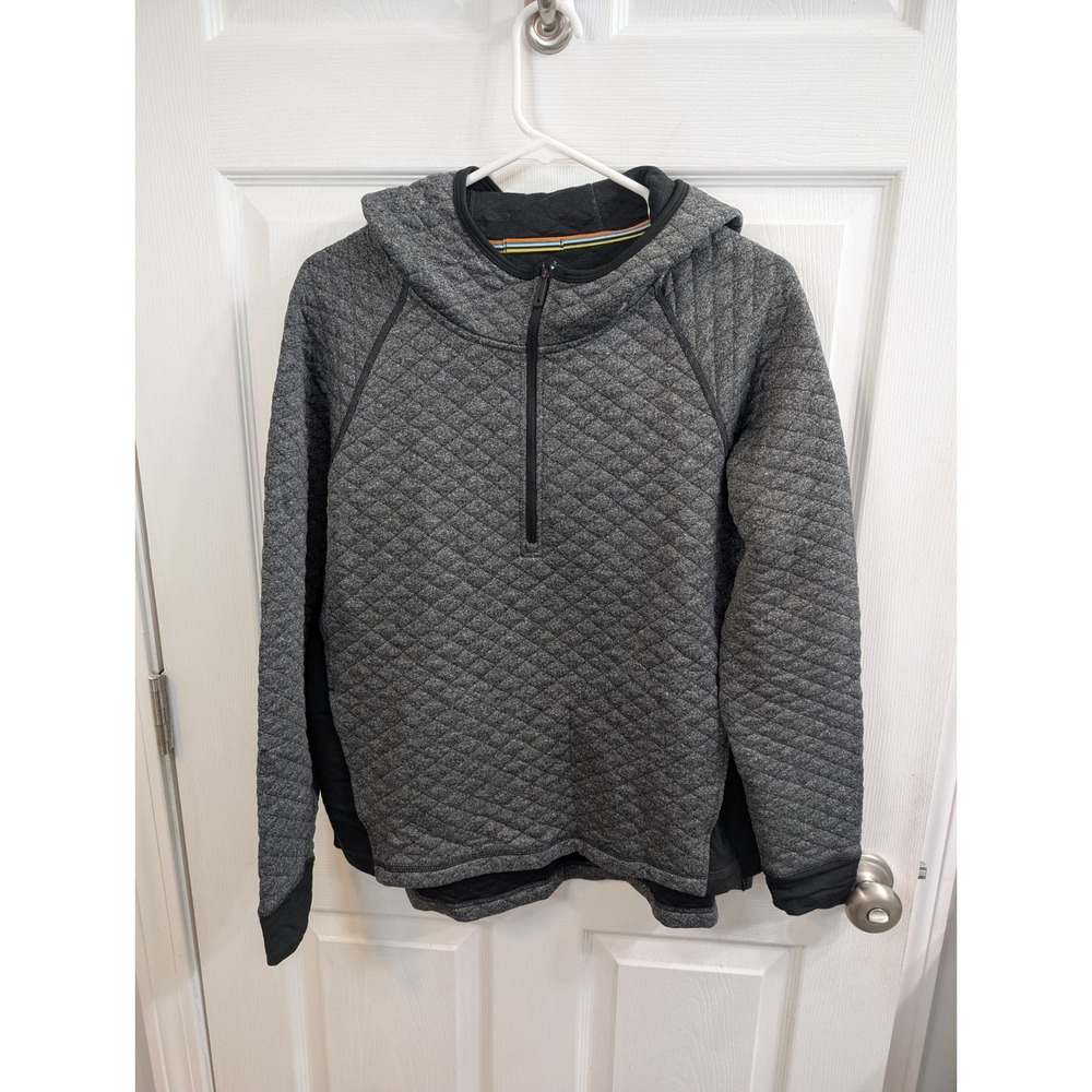 Smartwool Quilted Hoodie Women Gray 1/4 Zip Merino Wool Blend Pockets‎ - Size M